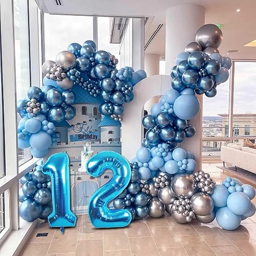 Miniatura 4 de Globos gigantes de papel aluminio azul con el número 13, globos gigantes de helio del número 13 o 31 para decoraciones de cumpleaños de 13 y 31