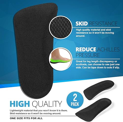 Miniatura 2 de Plantilla de media elevación para mujer, 1/2 pulgada (paquete de 2) transpirable, ligera, para aumentar la altura del talón