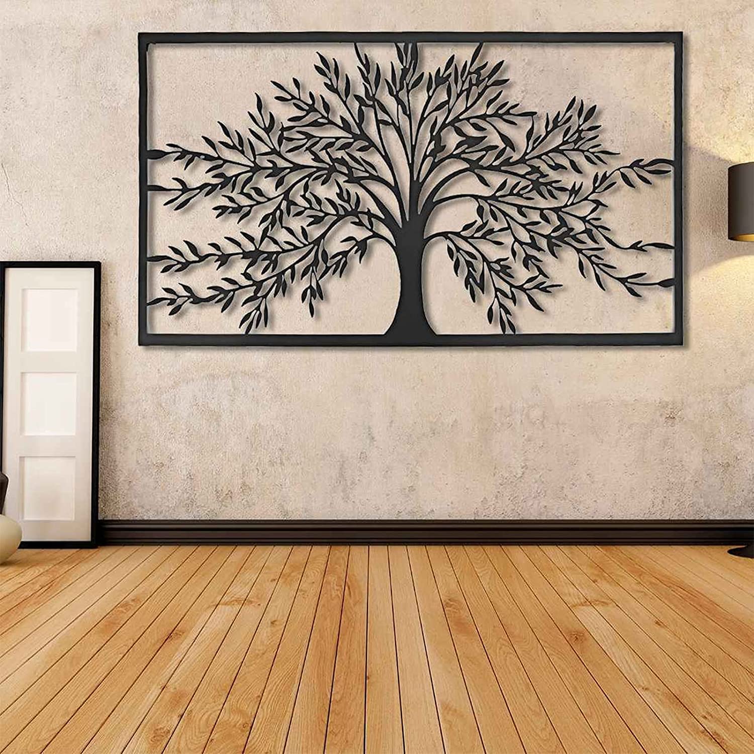 Tienda Metal pared arte escultura decorativa Metal árbol de la vida arte pared decoración geométrica árbol de la vida silueta Simple y generoso árbol de la vida escultura árbol de la vida rompecabezas
