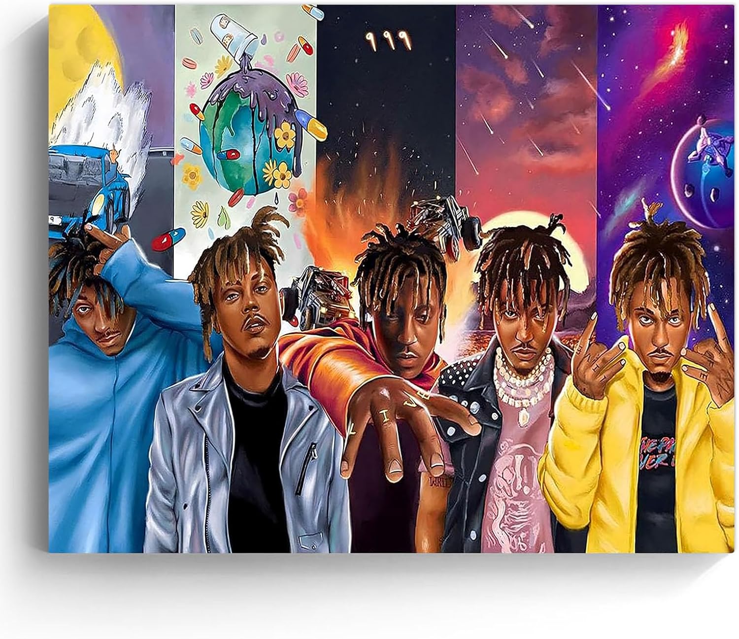Juice WRLD Canvas Wall Art Evolution Collage Wall Decor Vibrant Rapper Print Poster, Inspirational Music Aesthetic Picture Artwork for Bedroom Game Room Living Room Bar Studio Decor, Framed 16x20inch - Image 9