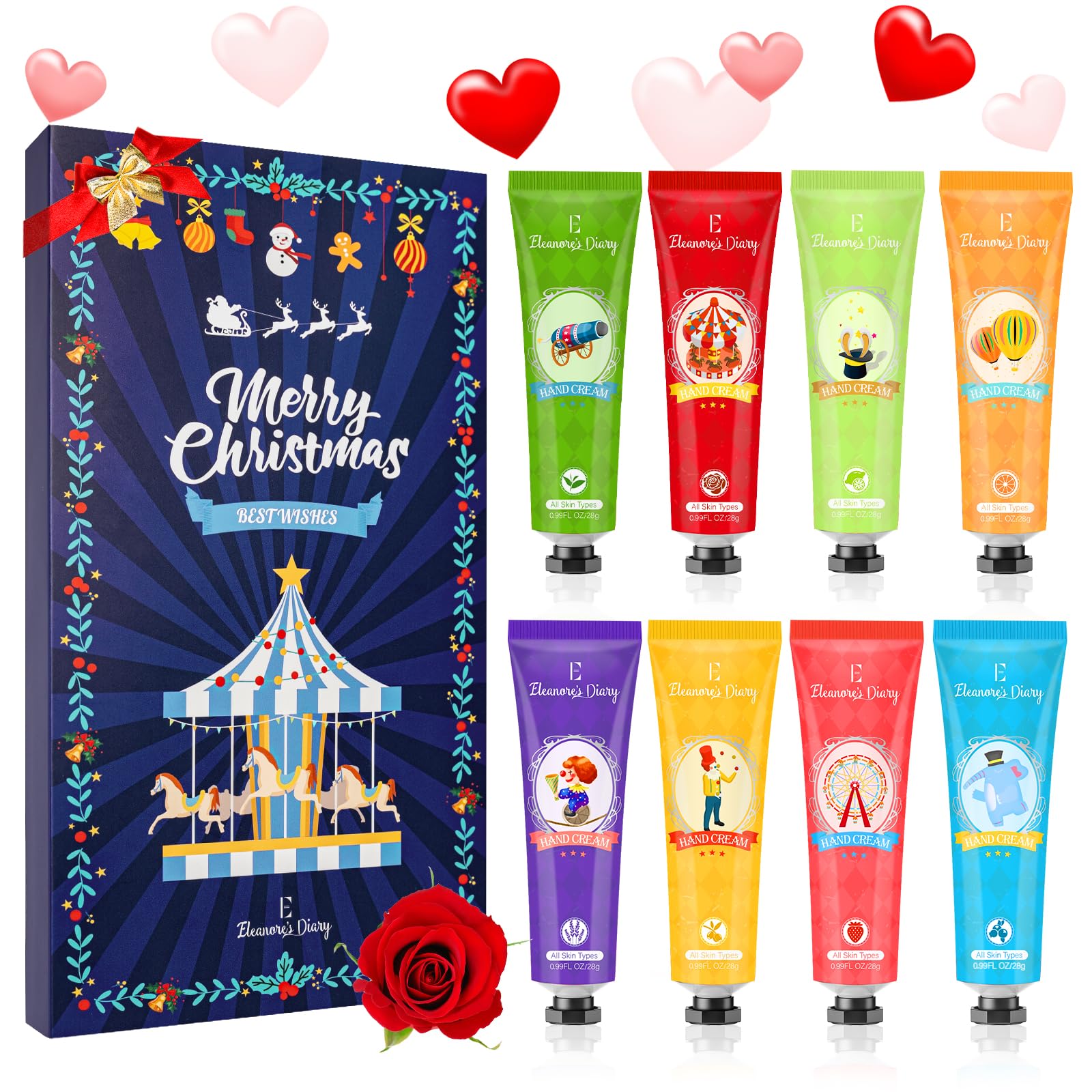 Hand Cream Gift Set, Eleanore's Diary 8Pcs Mini Hand Lotion Set, Christmas Stocking Stuffers Gifts for Women Mon Girls, Travel Size Moisturizing Hand Cream for Dry Skin, Xmas Christmas Holiday Gifts