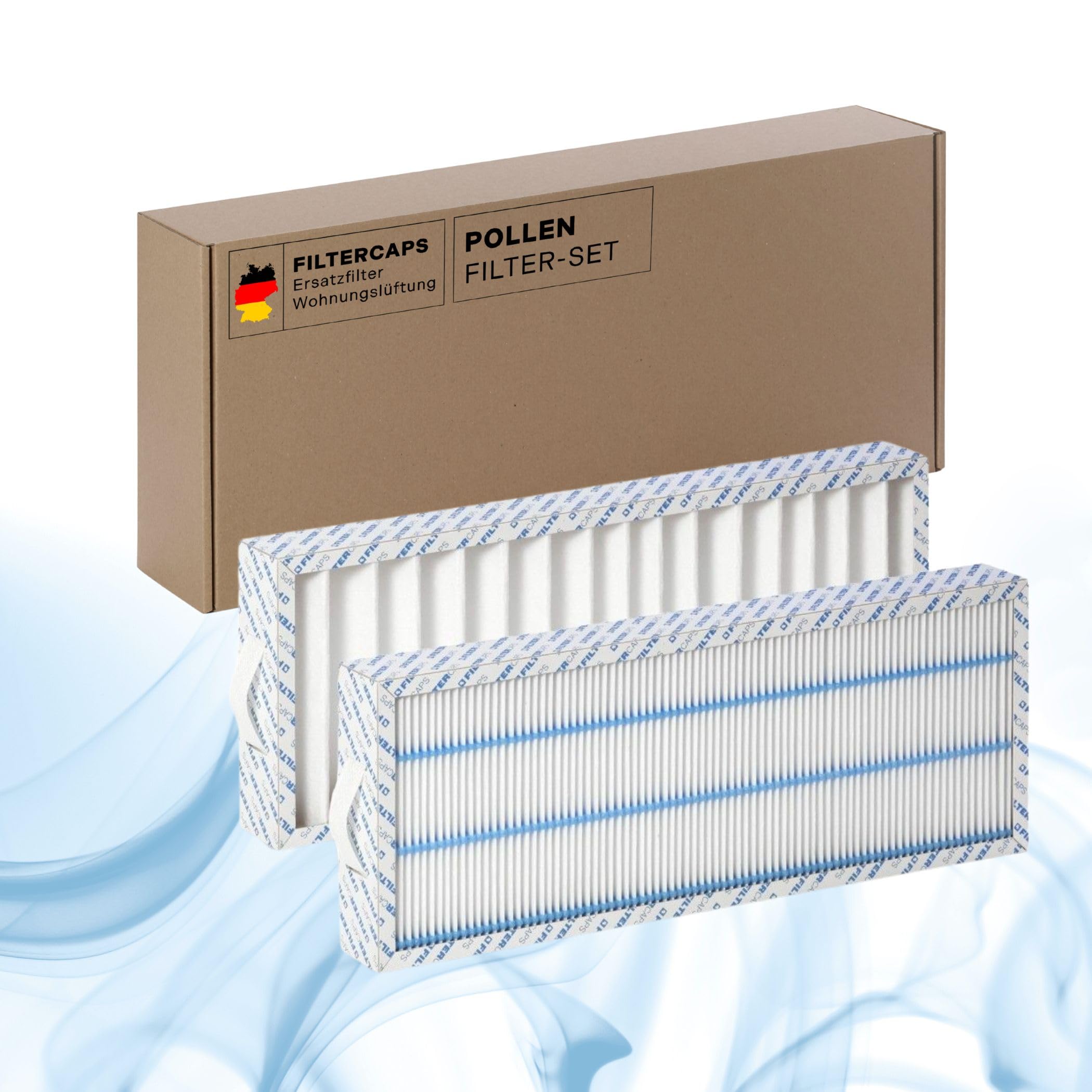 FILTERCAPS Filter for Pluggit Avent P310, Replacement Filter Set G4+F7, Replaces APFG4F7-310, Air Filter for CHP Ventilation System, Home Ventilation, 412 x 159 x 48 mm