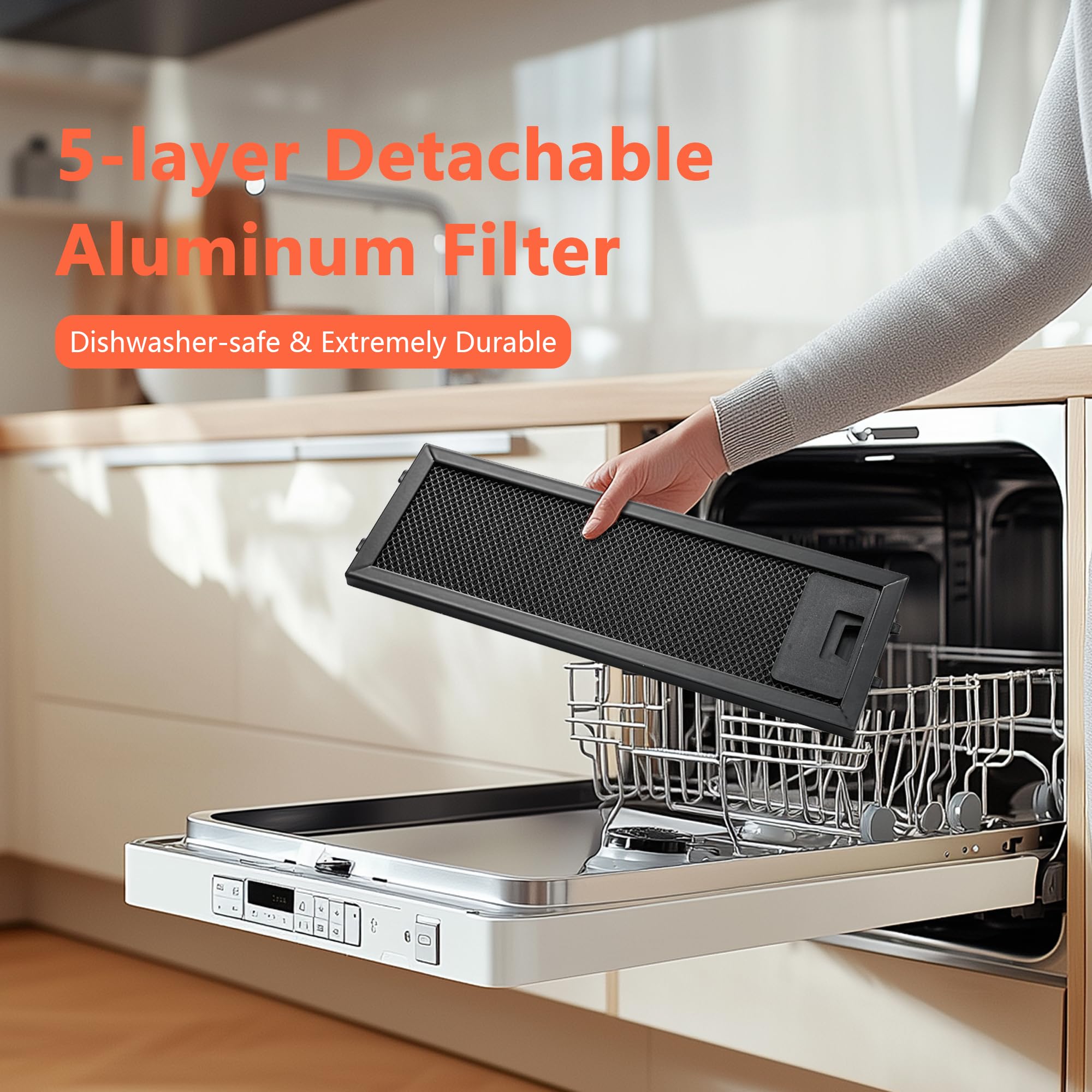 SNDOAS Dunstabzugshaube 60cm 800 m³/h A+++ 3 Stufen Booster Touchscreen Aktivkohlefilter Abluft Umluft Schwarz