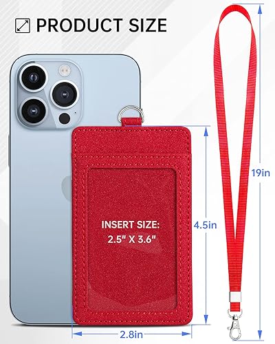 Miniatura 92 de Teskyer - Soporte para tarjetas de identificación con cordón, soporte de cuero para tarjetas de identificación, portatarjetas con cordón, vertical