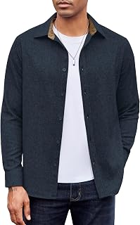 COOFANDY Men's Corduroy Shirt Long Sleeve Cotton Warm Casual Shirts Button Down Shi…