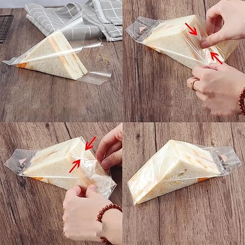 Miniatura 3 de 300 envoltorios de plástico para sándwiches, contenedores desechables transparentes para sándwich, caja de cuña, embalaje triangular para panadería,