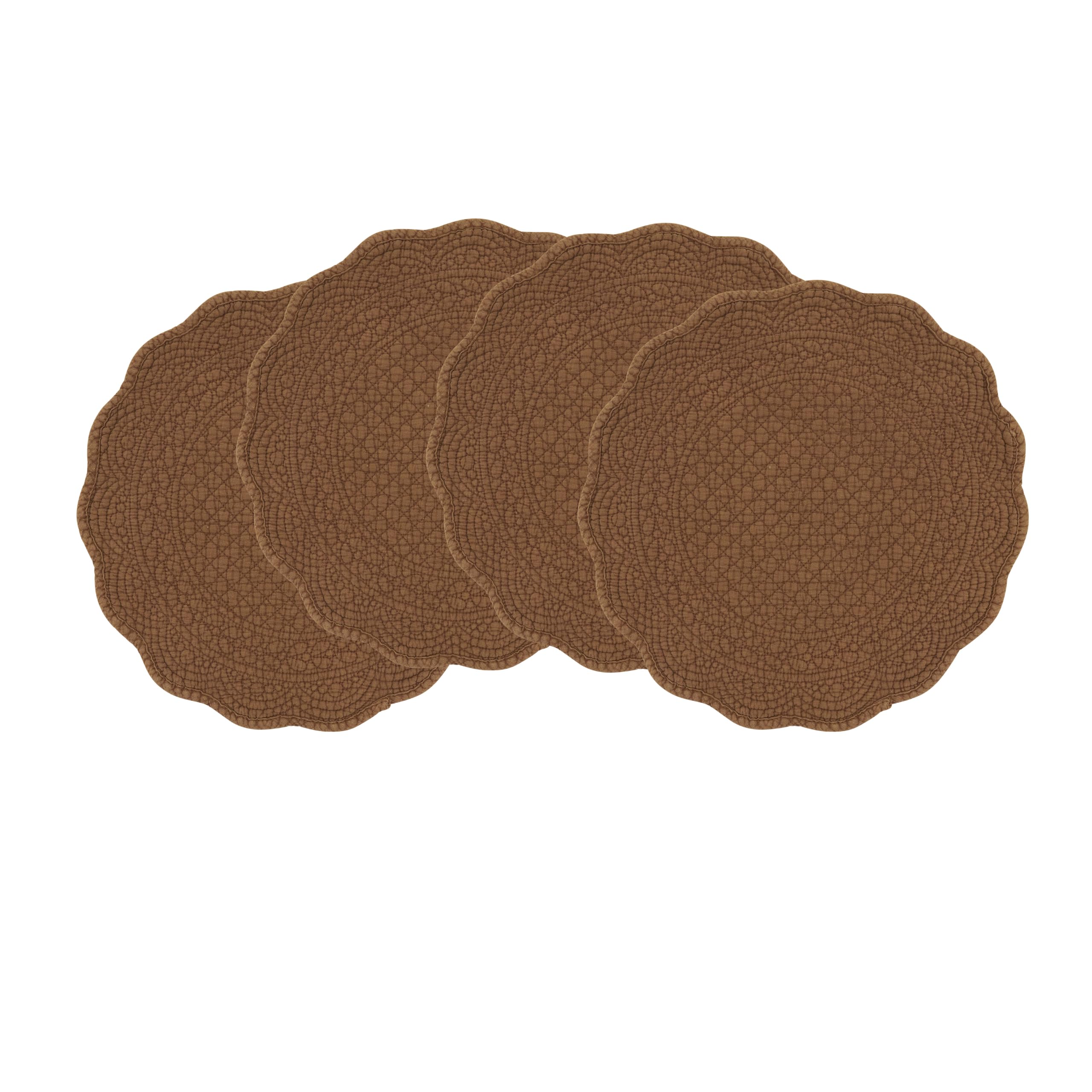 SARO Lifestyle Lot de 4 Sets de Table matelassés en Coton – Sets de Table de Style Cottage pour Salle à Manger Quotidienne, Tables superposées et Divertissement décontracté, 33 cm, Terre Cuite