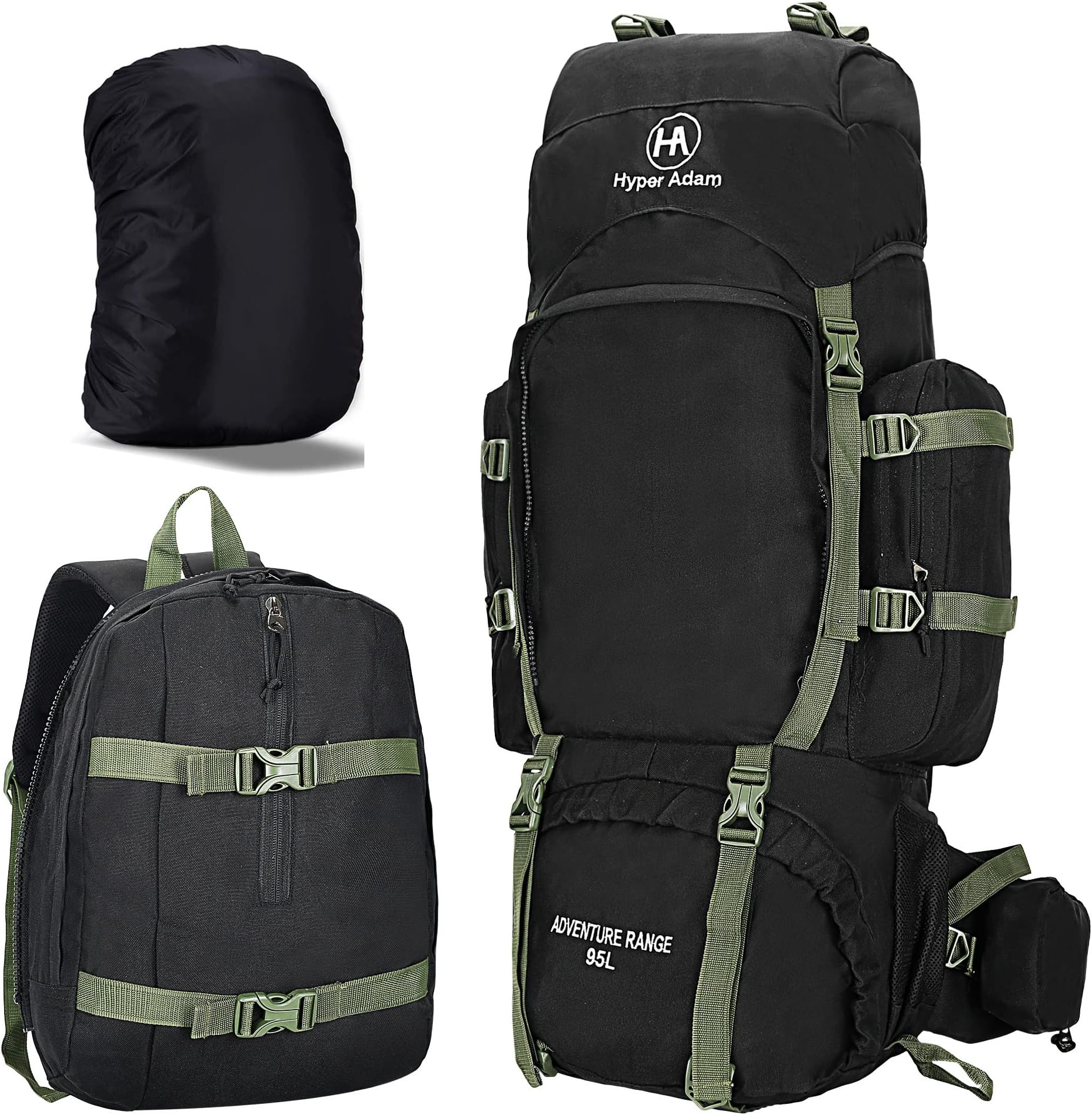 Hyper Adam 95L Detachable Bag & Rain Cover, Chest Strap, Load Adjustment Straps, Trekking & Traveling Bag for Men & Women Rough & Tough Backpack For Trekking And Travelling
