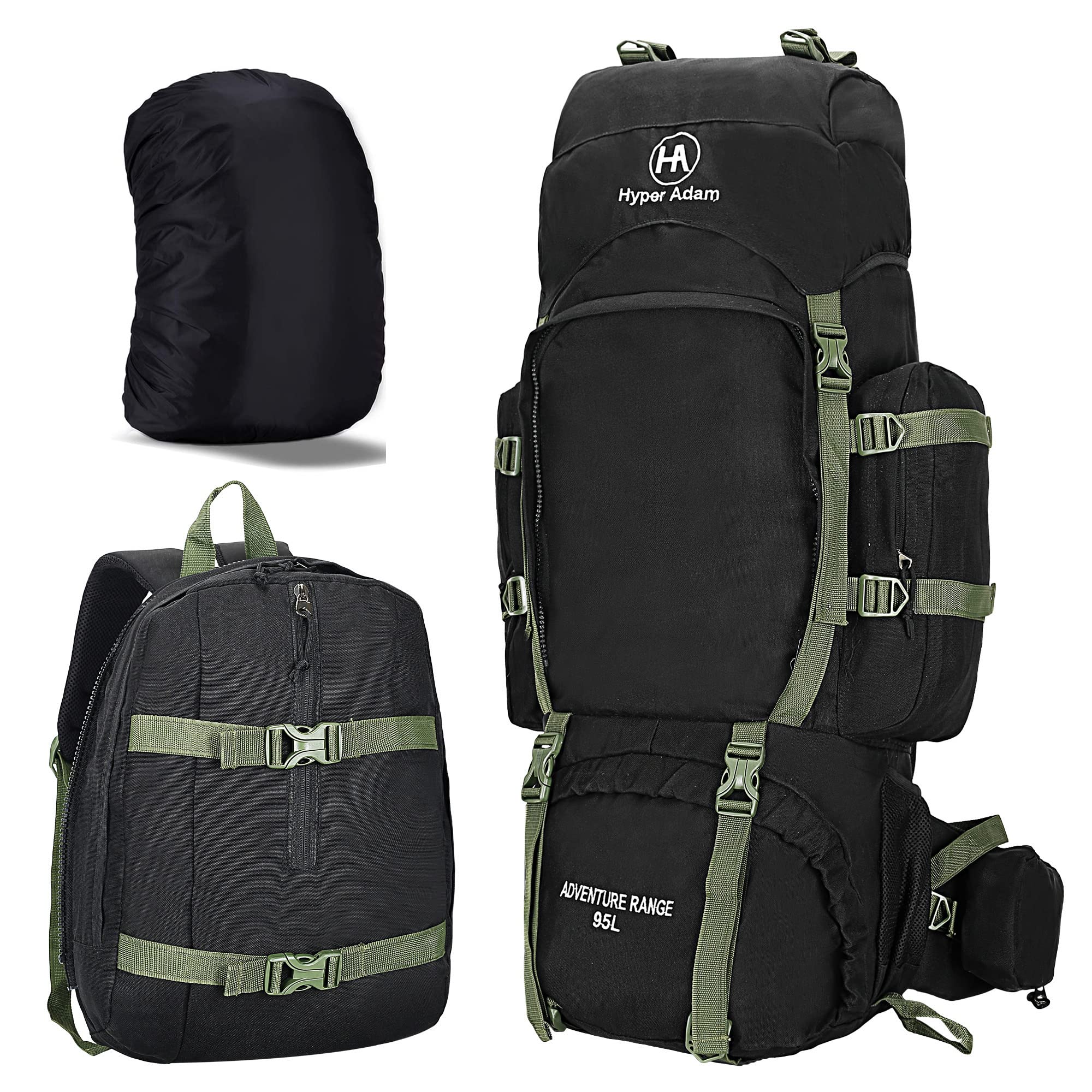 Hyper Adam 95L Detachable Bag & Rain Cover, Chest Strap, Load Adjustment Straps, Trekking & Traveling Bag for Men & Women Rough & Tough Backpack For Trekking And Travelling