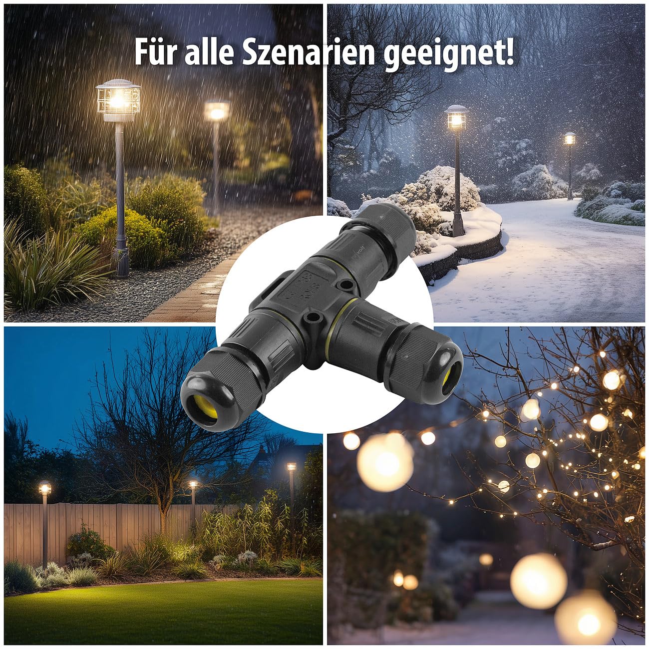 revolt Kabelverbinder IP68: 12er-Set wasserdichte 3-Wege-Kabelverbinder, für ? 3-12 mm Kabel (Mehrwege, Kabelmuffen)