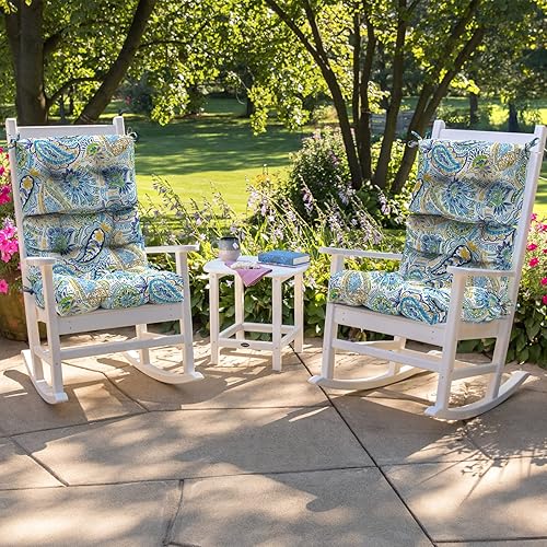 Miniatura 6 de Melody Elephant Cojines para sillas de respaldo alto para exteriores, resistentes al agua, para sillas mecedoras, paquete de 2, cojines Adirondack