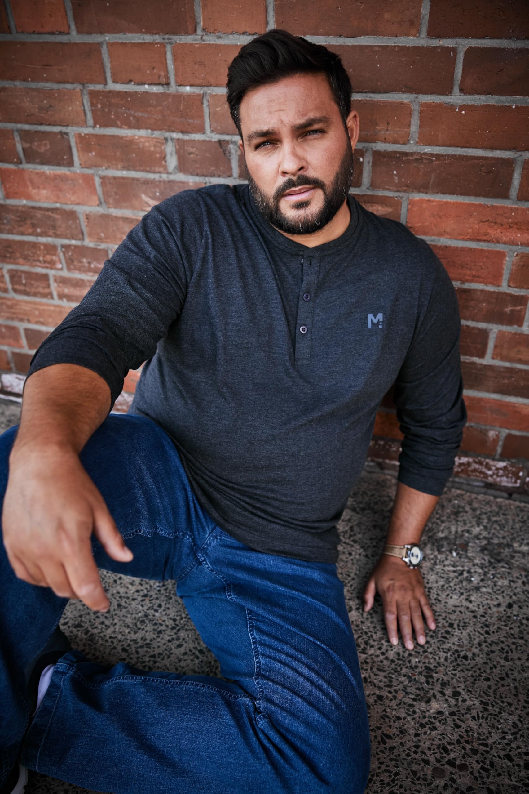 Men Plus Hommes Grandes Tailles L-8XL Henley, Manches Longues et col Rond, Collection Basic 836383