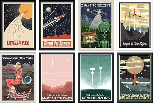 Juego de 8 carteles espaciales A4, gran regalo para astronautas