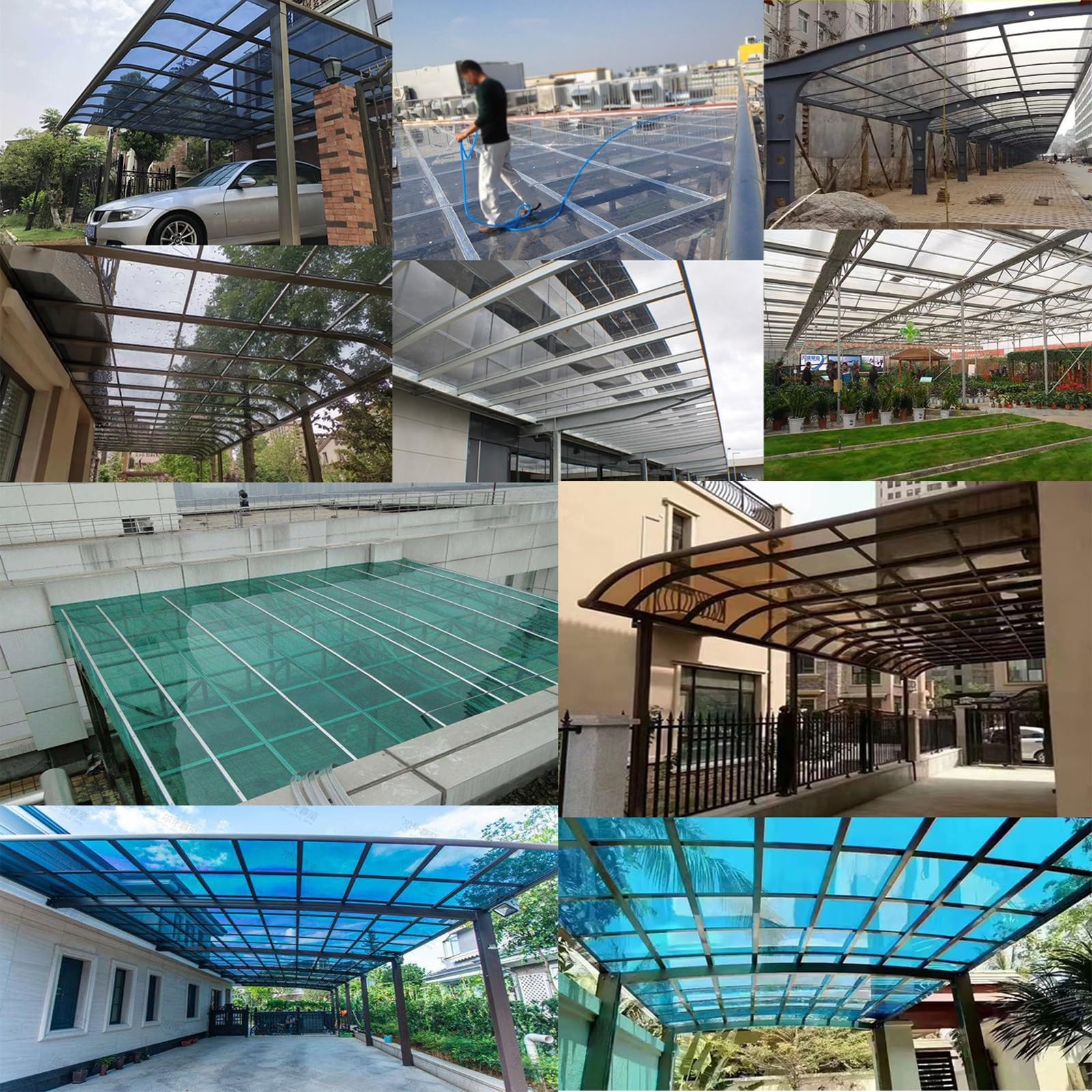 Paneles policarbonato Transparente para Exteriores, Paneles Techo plástico acrílico para jardín, recortables, bloquean Nieve, Lluvia, UV, reducen, Ruido, para cobertizos, cocheras.(Clear,60x100cm)