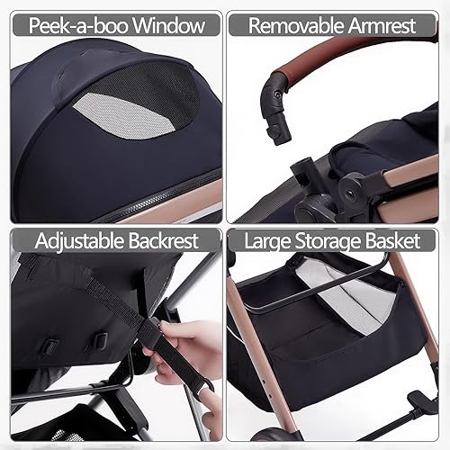 Miniatura 7 de Cochecito de bebé 2 en 1, cochecito convertible para bebés de 0 a 36 meses (negro)