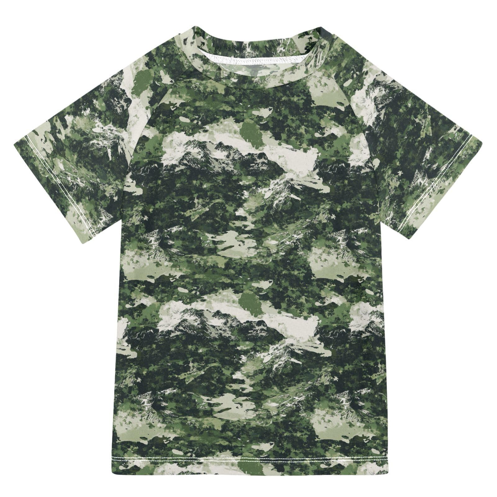 KLL Girls Bathing Suit Short Sleeve Little Girls Swimsuit 11T Army Camouflage Green Camouflage