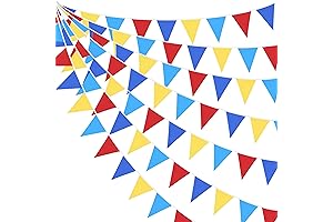 32Ft Red Blue Yellow Party Decorations Carnival Circus Clown Triangle Flag Pennant Bunting Banner