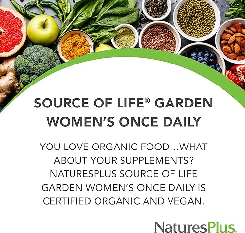 Miniatura 2 de Natures Plus Source of Life Garden - Multivitamínico orgánico una vez al día para mujer, 30 tabletas veganas, ingredientes integrales puros y