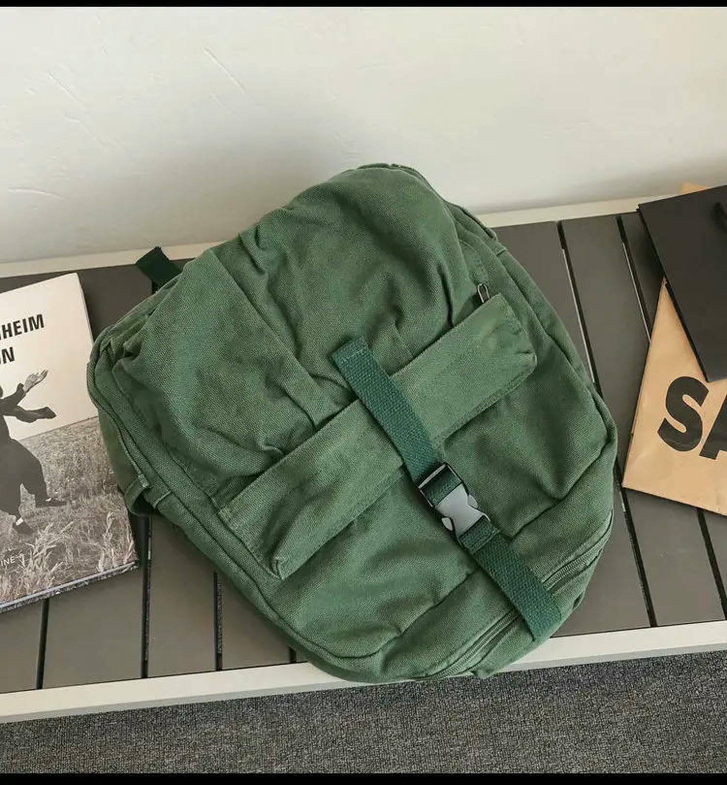 Plecak Canvas Plecak Unisex Torba na książki Vintage High Capti Captise School Rucksack-Beige
