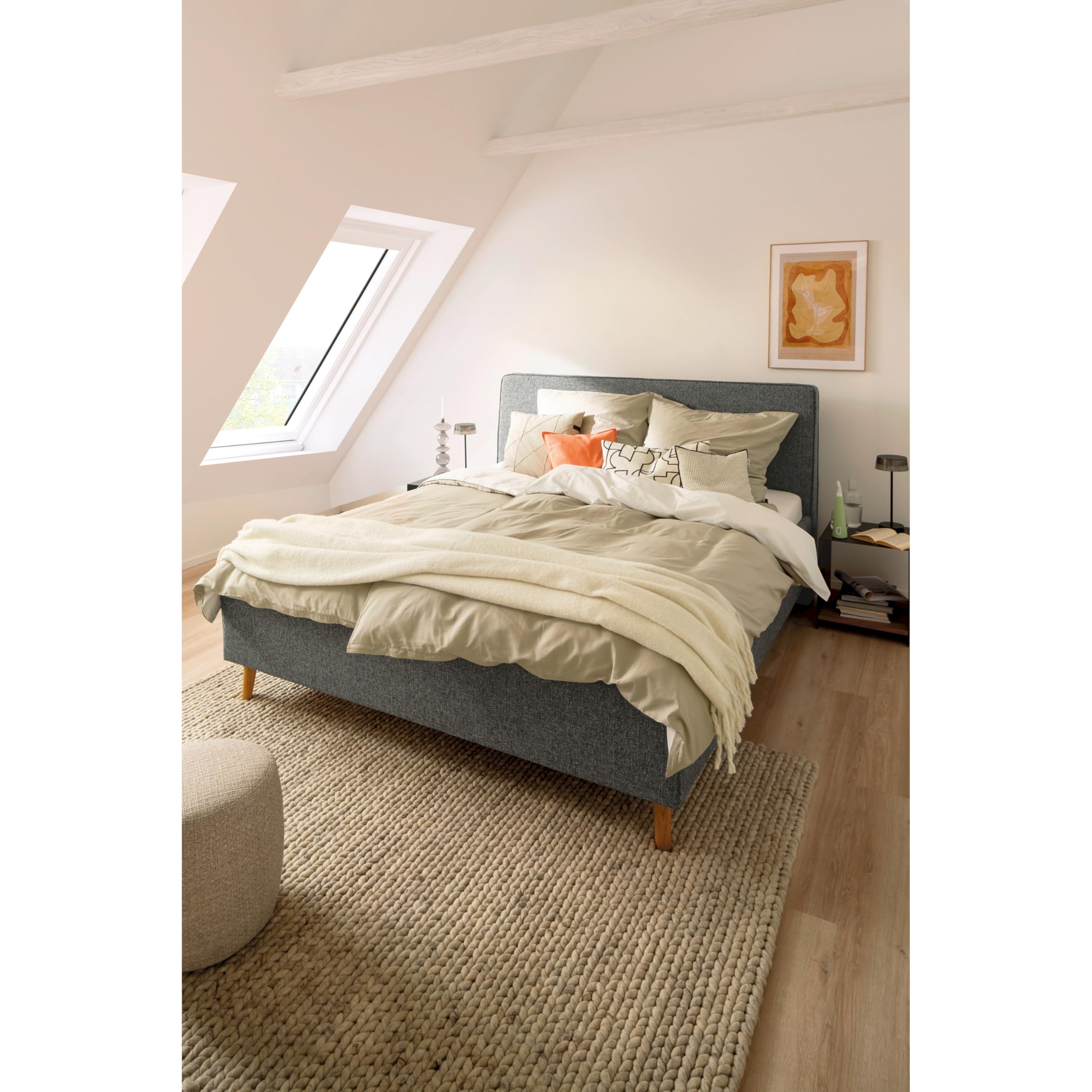 SCHÖNER WOHNEN Play Ropa de cama de 135 x 200 cm, algodón beis, diseño liso, diseño primaveral, 2 piezas, 1 funda nórdica de 135 x 200 cm y 1 funda de almohada de 80 x 80 cm