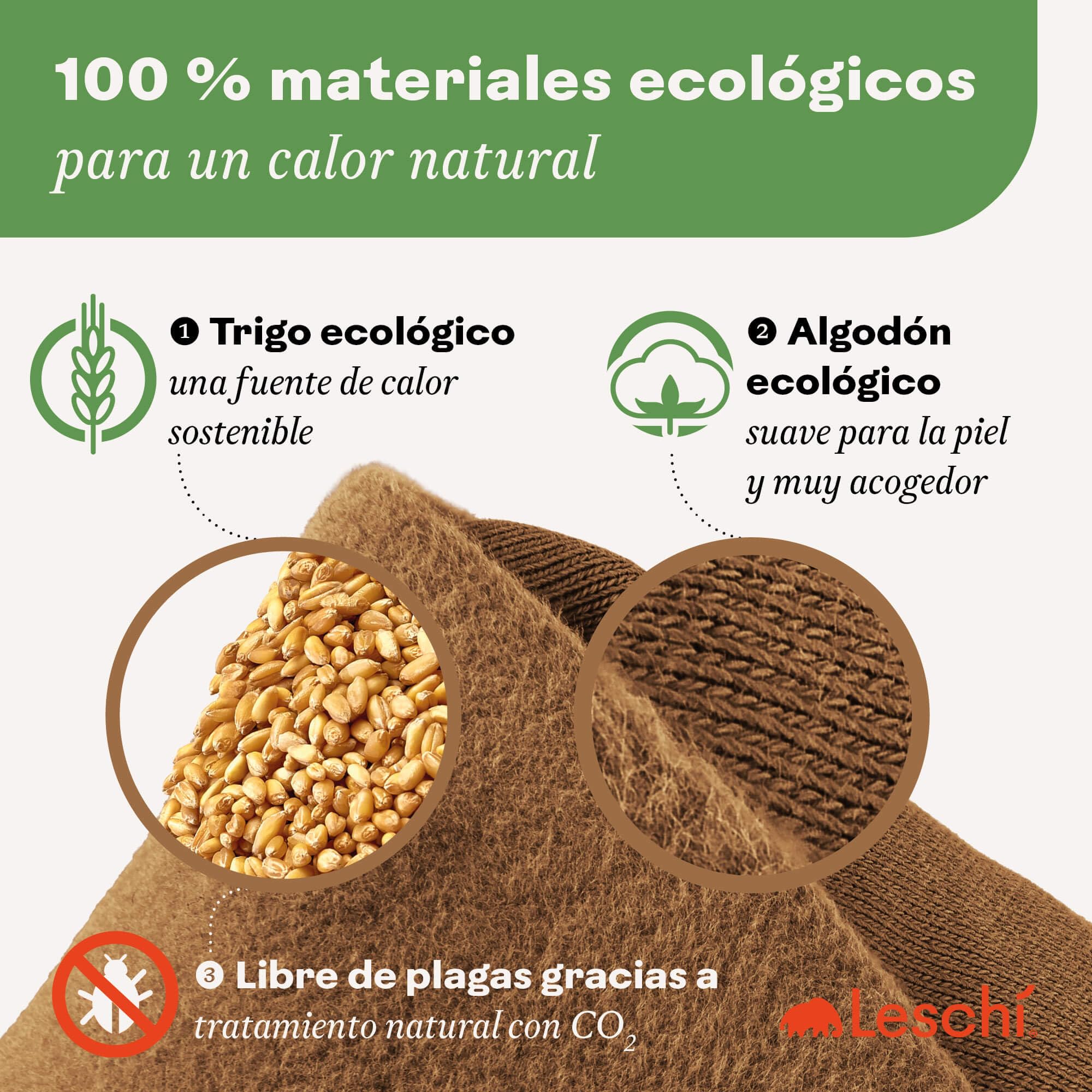 LESCHI Saco Térmico de Semillas para Microondas, de 100% Algodón y Trigo Orgánicos, Bolsa Semillas Microondas ideal para Cuello, Cervical y Espalda, Saco de Semillas en forma de zorro, marrón