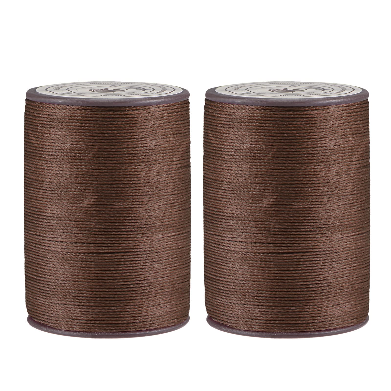 sourcing map 2pcs Thin Waxed Thread 137 Yards 0.55mm Dia Polyester Wax-Coated String Cord for Machine Sewing Embroidery Hand Quilting Weaving, Coffee
