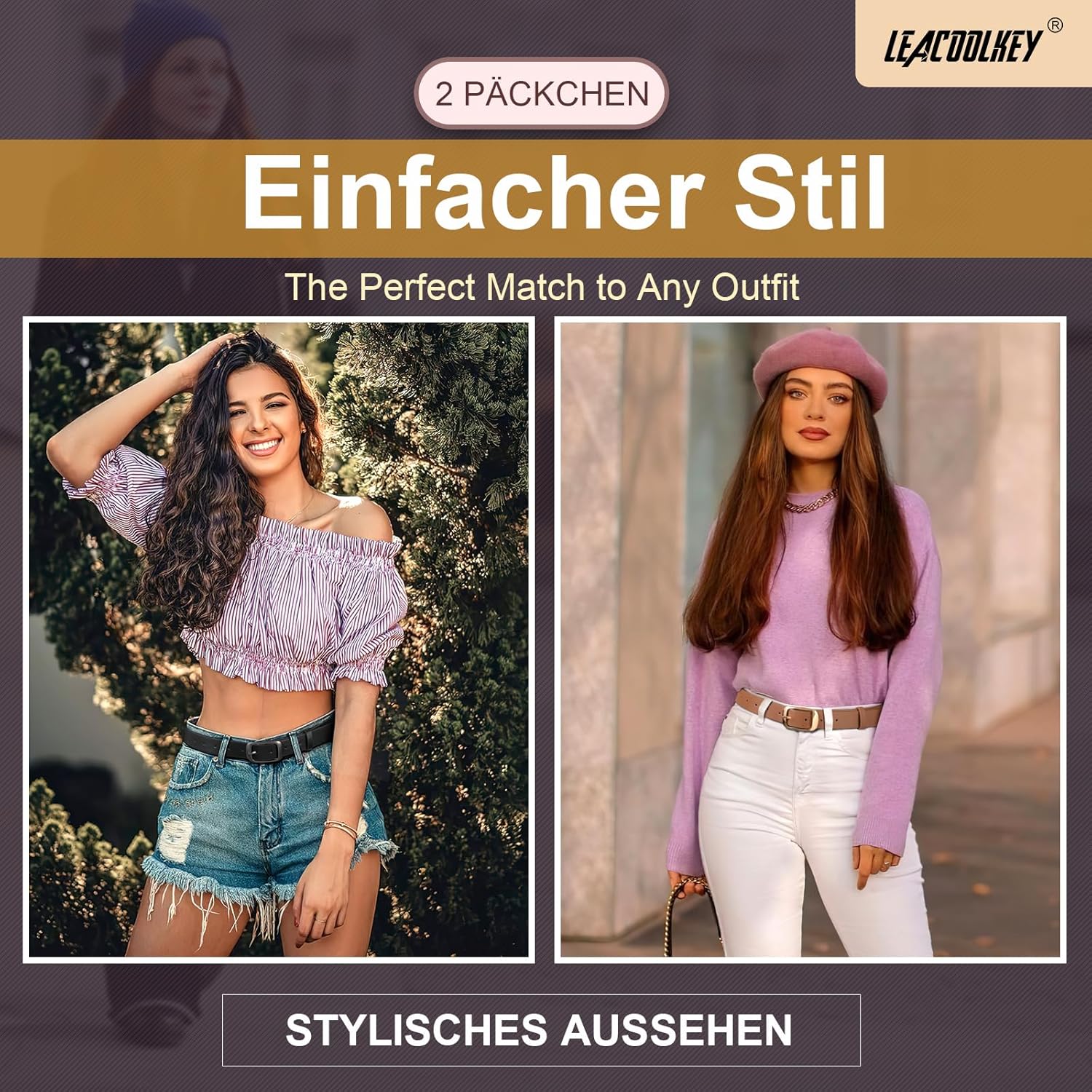 Leer riem - Boho riem - Minimalistische lineaire stijl - Ik zeem gewoon