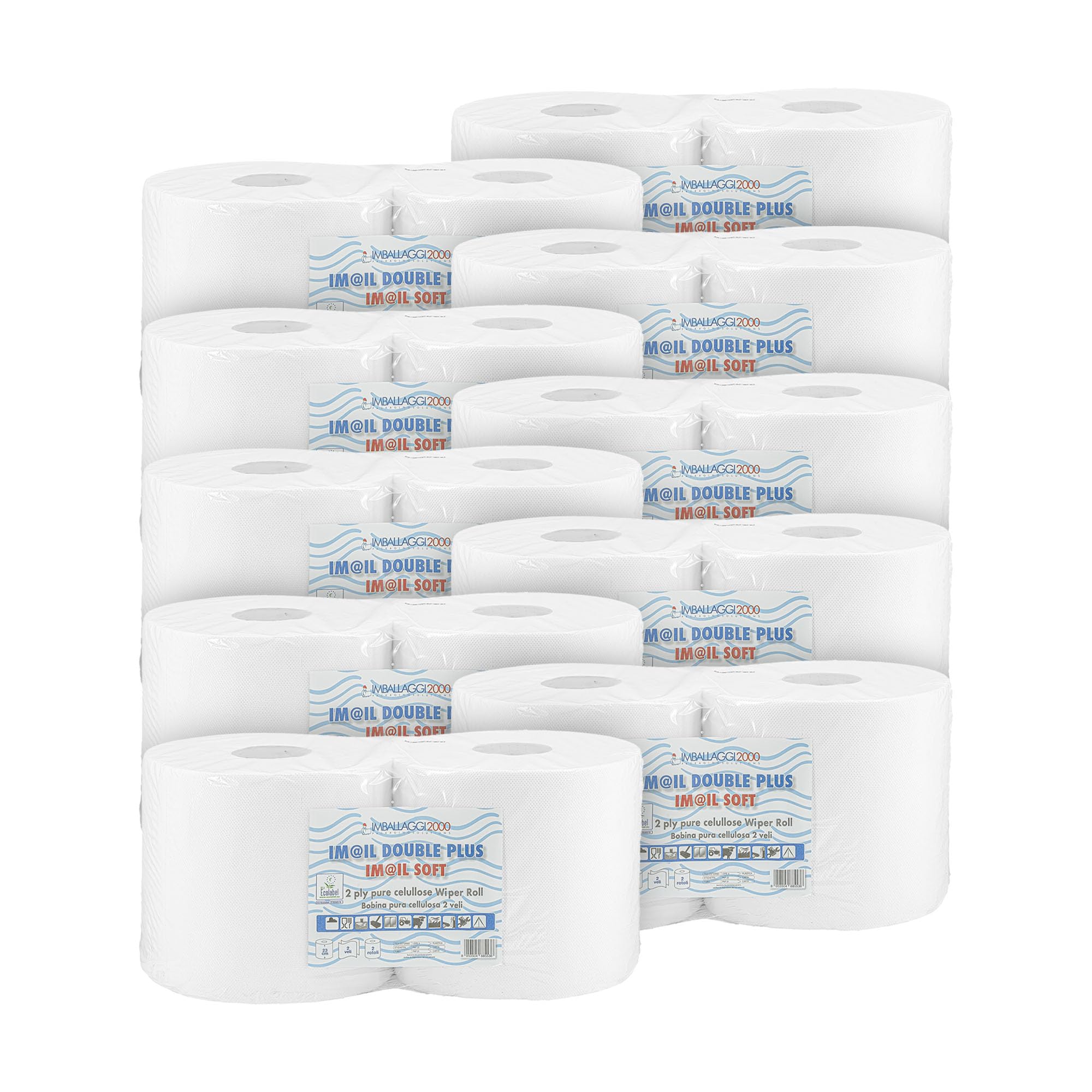 IMBALLAGGI 2000 - Rollos de Papel para Secado Industrial - 800 Tiras - Ideal para Uso alimentario y Compatible con dispensador - x Rollos