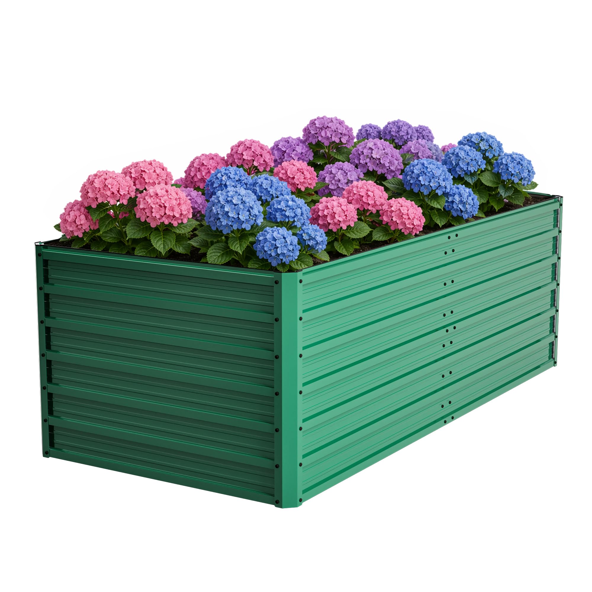Gecheer Hochbeet Metall 190x90x64cm, Großes Pflanzbeet mit Offenem Boden, Wetter- & Rostbeständig Rechteckiges Gemüsebeet für Gemüse Blumen Terrasse Garten, Grün