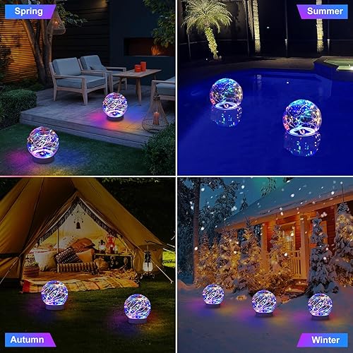 Miniatura 8 de LENONE Luces solares flotantes para piscina, bolas solares de 7 pulgadas de luz LED de color, luces solares impermeables para piscina que flotan,