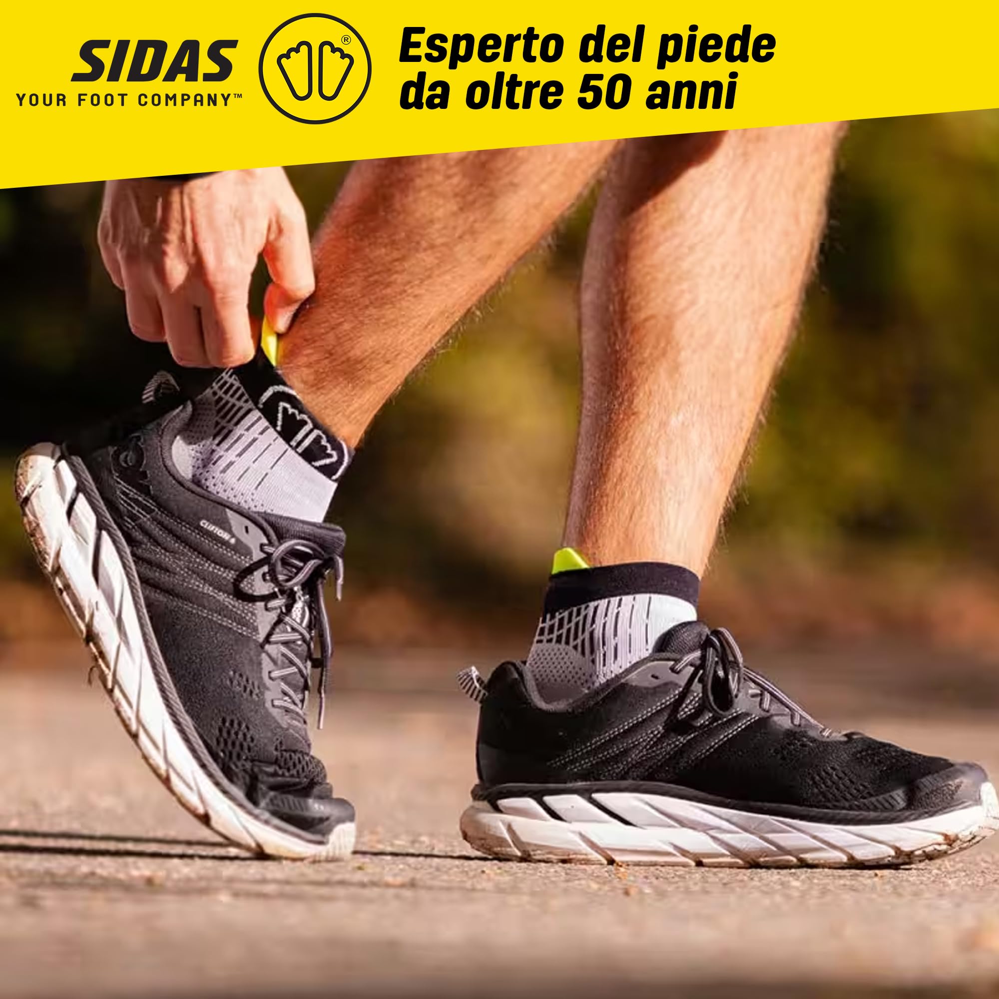 Sidas Set di 2 paia di calzini Run Feel da corsa a piedistallo, 3 strisce di grip antiscivolo, gestione degli odori, calzini running uomo e donna (IT, Numero, 47, 49, Regular, Regular)