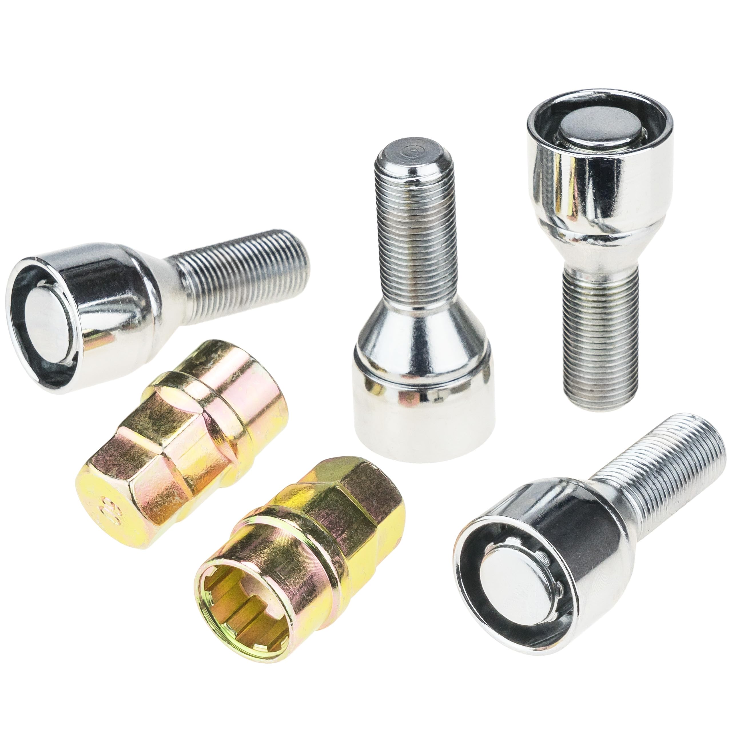 Lot de 4 Boulons Antivol M14x1,25 avec Clé pour Jantes Aluminium et Acier