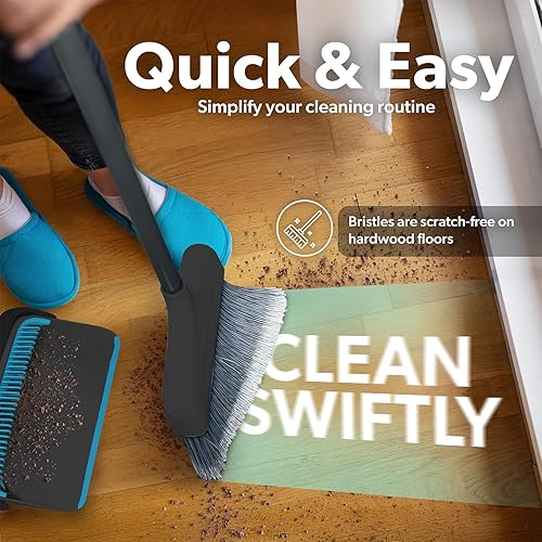 Miniatura 6 de BLACK+DECKER Butler - Juego de escoba y recogedor, mango corto, diseño de pie, ligero, ahorro de espacio, combo para cocina, sala de estar, baño,