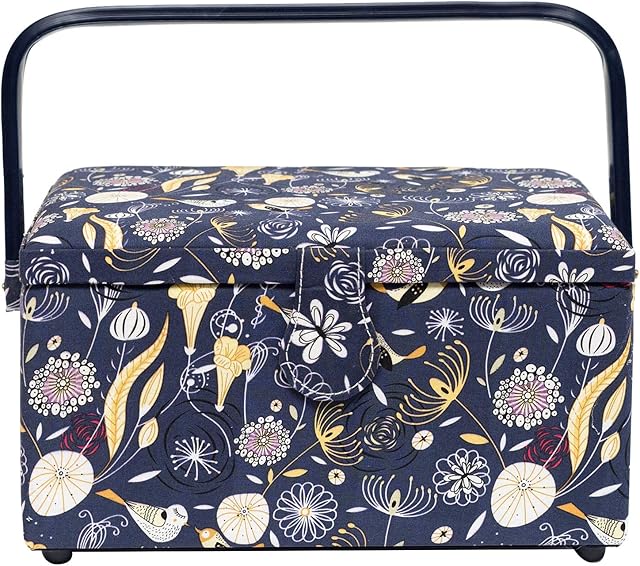 Korbond Sewing Basket - Medium - Enchanted Park Design - 14.5cm x 19cm x 26cm - Sewing Storage to store Sewing Accessories, Sewing Kits and Embroidery Tools