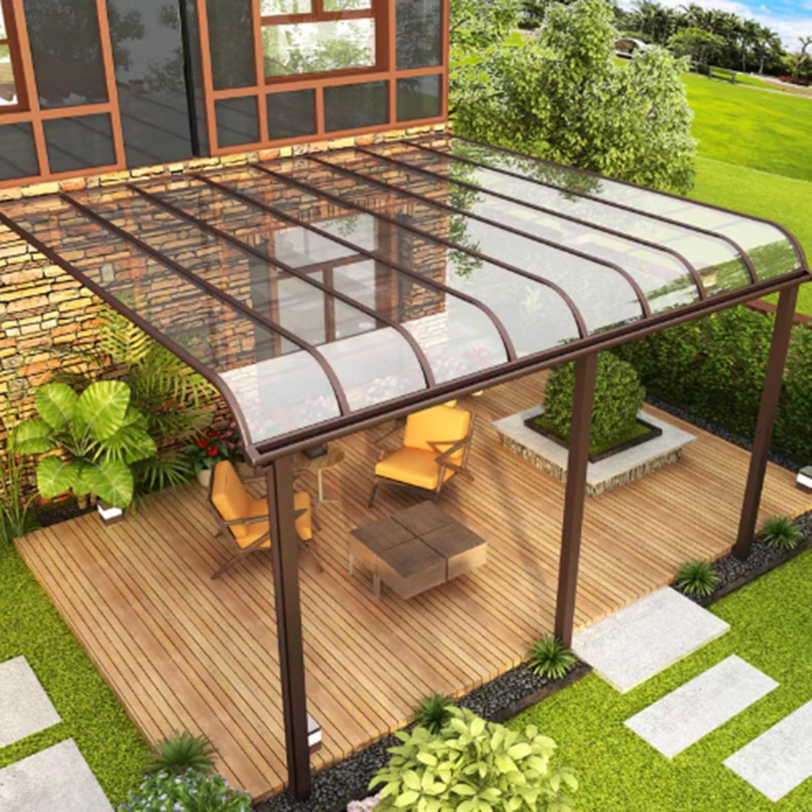 POWRZZZY 1.2mm Thick Roof Skylight Panels Polycarbonate Roofing Sheets Transparent Acrylic Plastic Panels Strong and Not Easily Deformed for Pergola