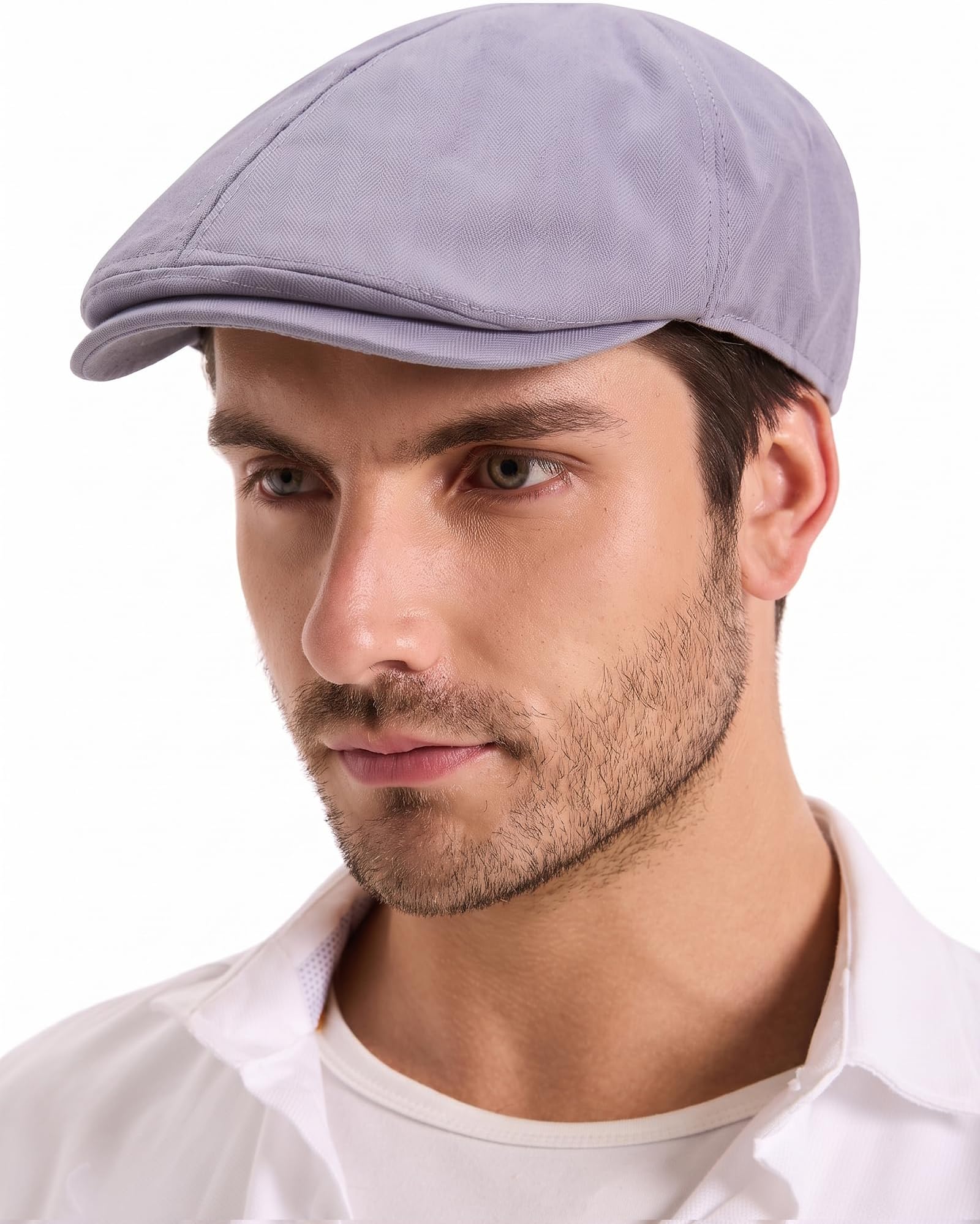 ZLYC Men Cotton Flat Cap Lightweight Ivy Driving Hat Newsboy Hats