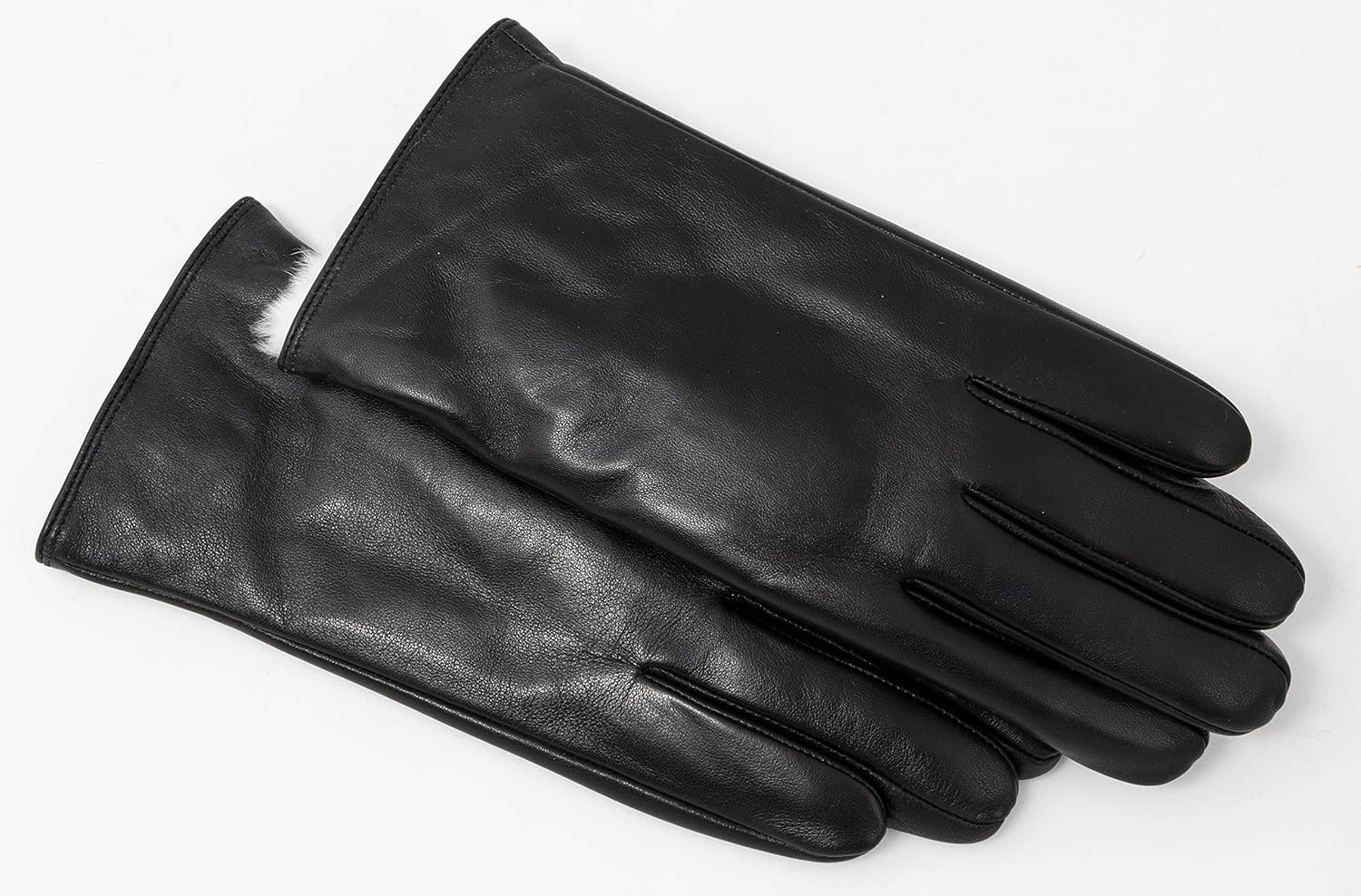 Women's Rabbit Fur Lined Sheepskin Leather Gloves, Winter Leather Gloves for Women - Image 7