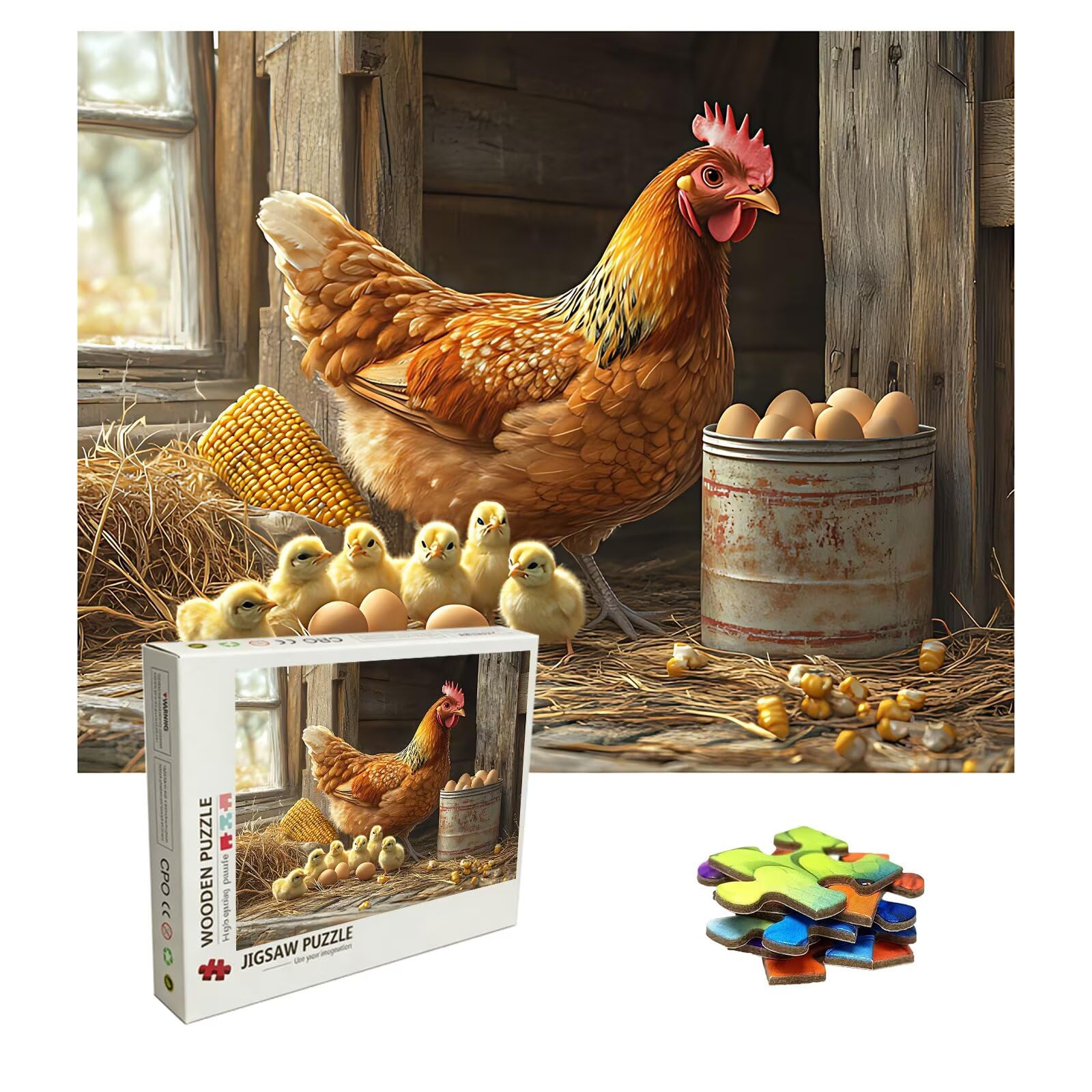 Puzzle 3000 sztuk drewniane puzzle zwierzęta, kolekcja wyzwań, kurczak układanka drukowanie w wysokiej rozdzielczości do domu rodzinna zabawa, gry edukacyjne i dekoracja ścienna 122x81 cm 8p-84