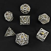 Vista 5 de FOXBITE Juego de 7 dados de metal D&D, juego de dados poliédricos para dados de Calabozos y Dragones, juego de dados de juego de rol salpicados