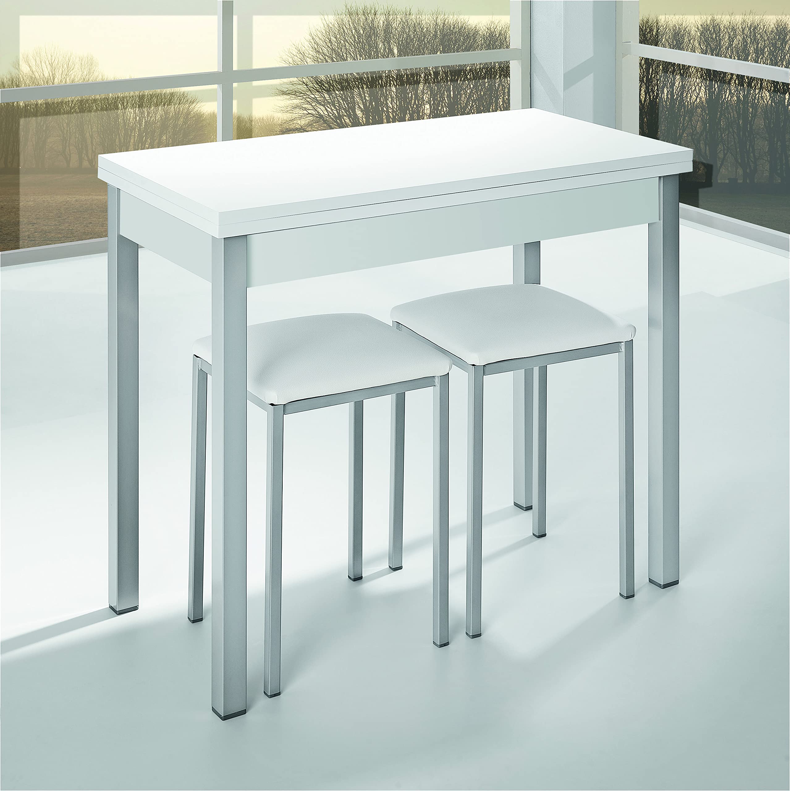 Set Di 4 Sgabelli Bar Con Seduta In Legno, Struttura In Metallo Grigio Design Industriale Impilabili 040007578 85397994