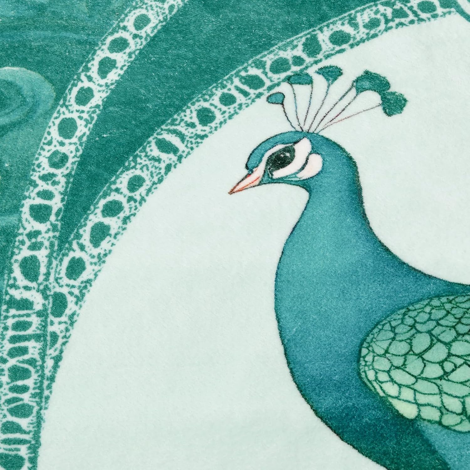 Round 4ft Rug with Peacock, Cute Animal Washable Indoor Circle Area Rugs for Living Room, Soft Circular Non-Slip Carpet Floor Mat for Bedroom Bathroom Kids Playroom - Teal Peacock
