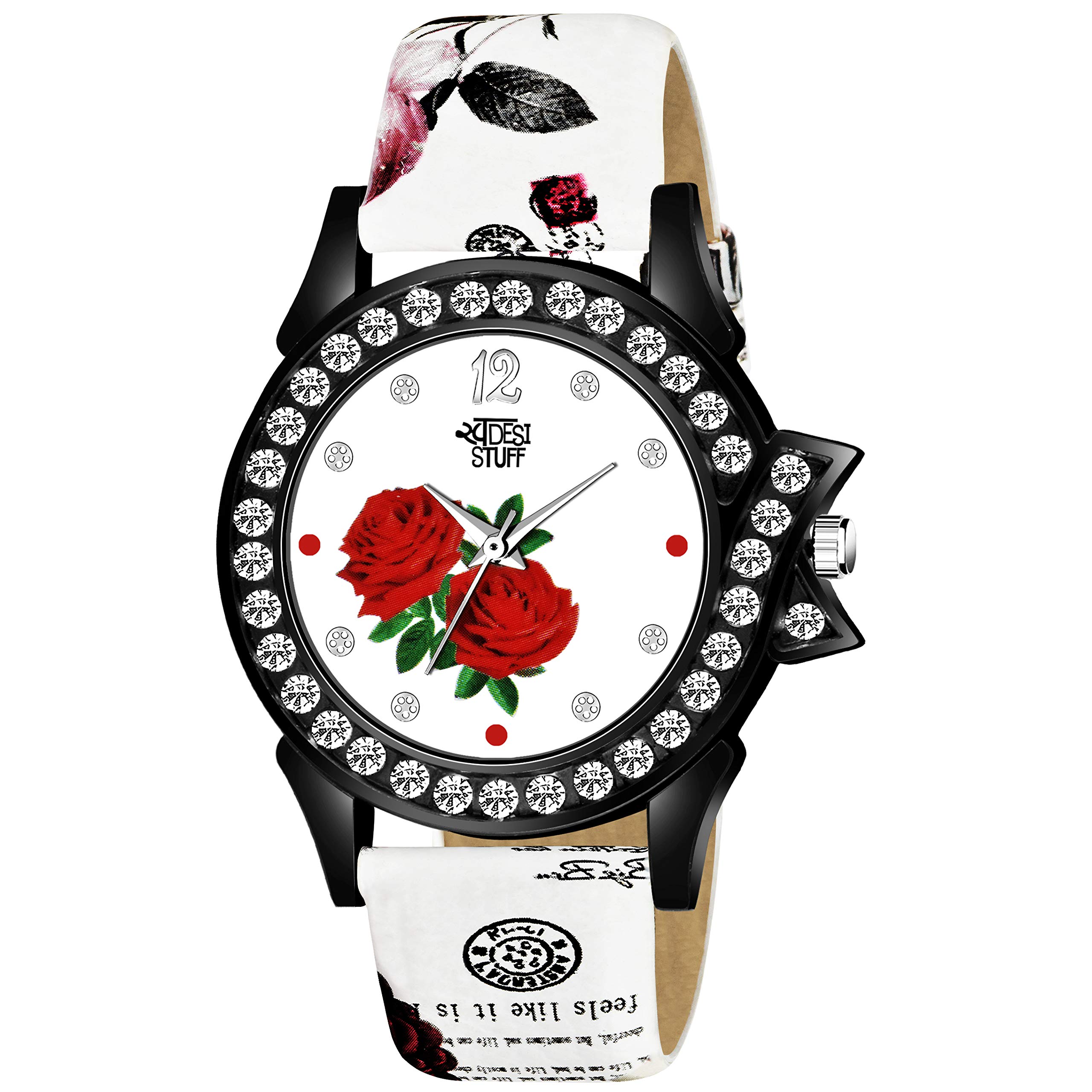 SWADESI STUFF Leather Red Rose White Dial Gold Analog Watch For Girls And Women, Multi-Color Band (B08L57797F) Amazon Price History, Amazon Price Tracker