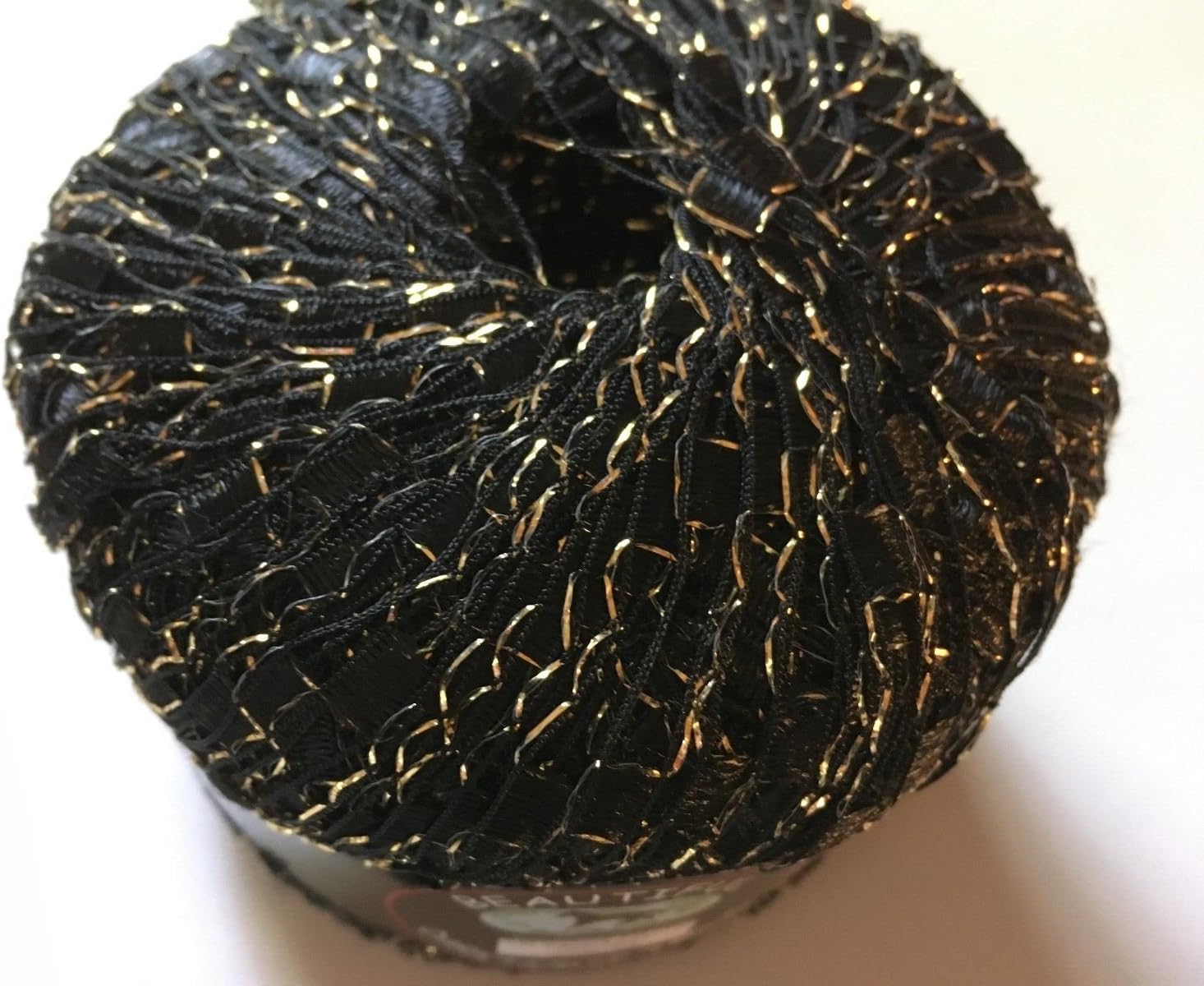 Black Gold Metallic Ladder Ribbon Yarn Dark Horse Beautiful #S101