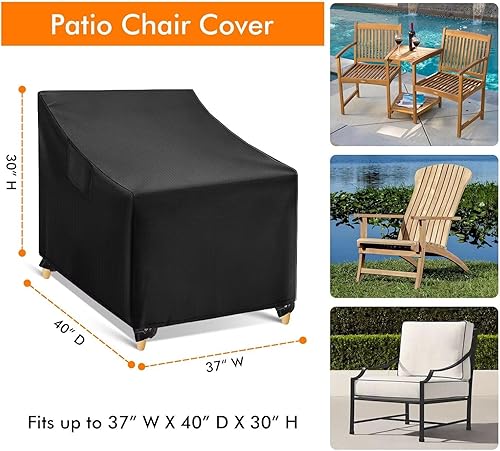 Miniatura 22 de WLEAFJ Fundas impermeables para sillas Adirondack para exteriores, fundas negras para muebles de patio, fundas de asiento profundo de patio, paquete