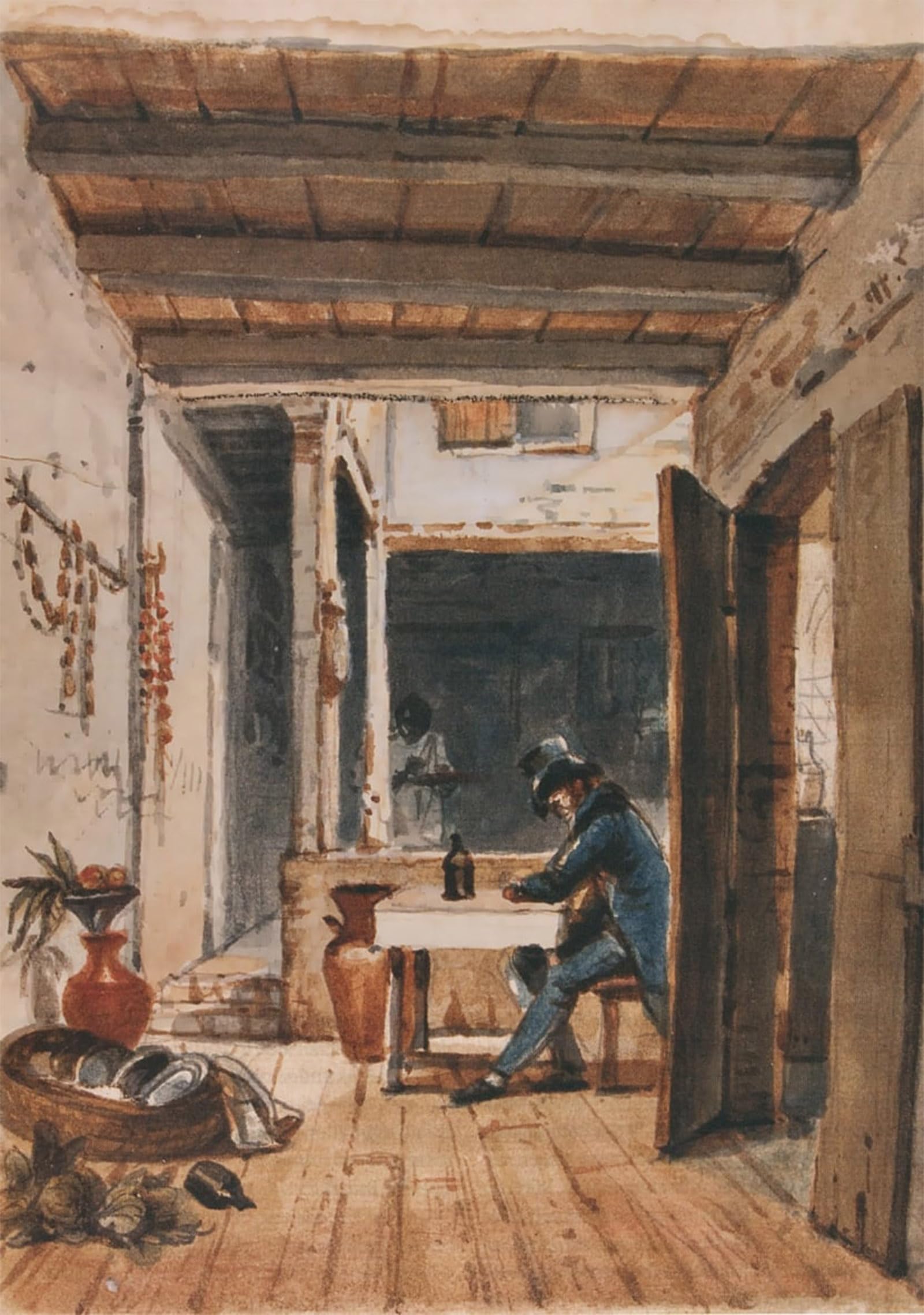 ARTXLXXBN Famous Print Painting Colorful Art Print Famous Artist by Debret Where He Portrays Himself in an Inn by Jean Baptiste Debret Canvas Art Decorations for Home Decor 60x90cm