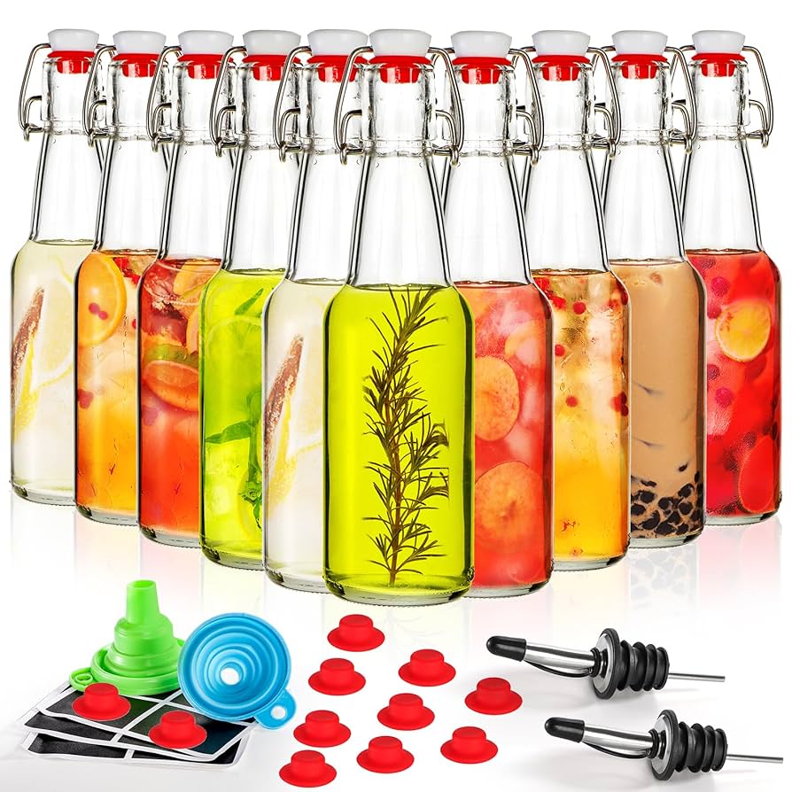Amazon.com: Jucoan 10 Pack 8 oz Swing Top Glass Bottles with