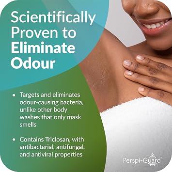Perspi-Guard Neroli Scented Odour Control Antibacterial Body Wash for Men & Women, Anti Bacterial Shower Gel Prevents Malodour, 200 ml, 2-Pack