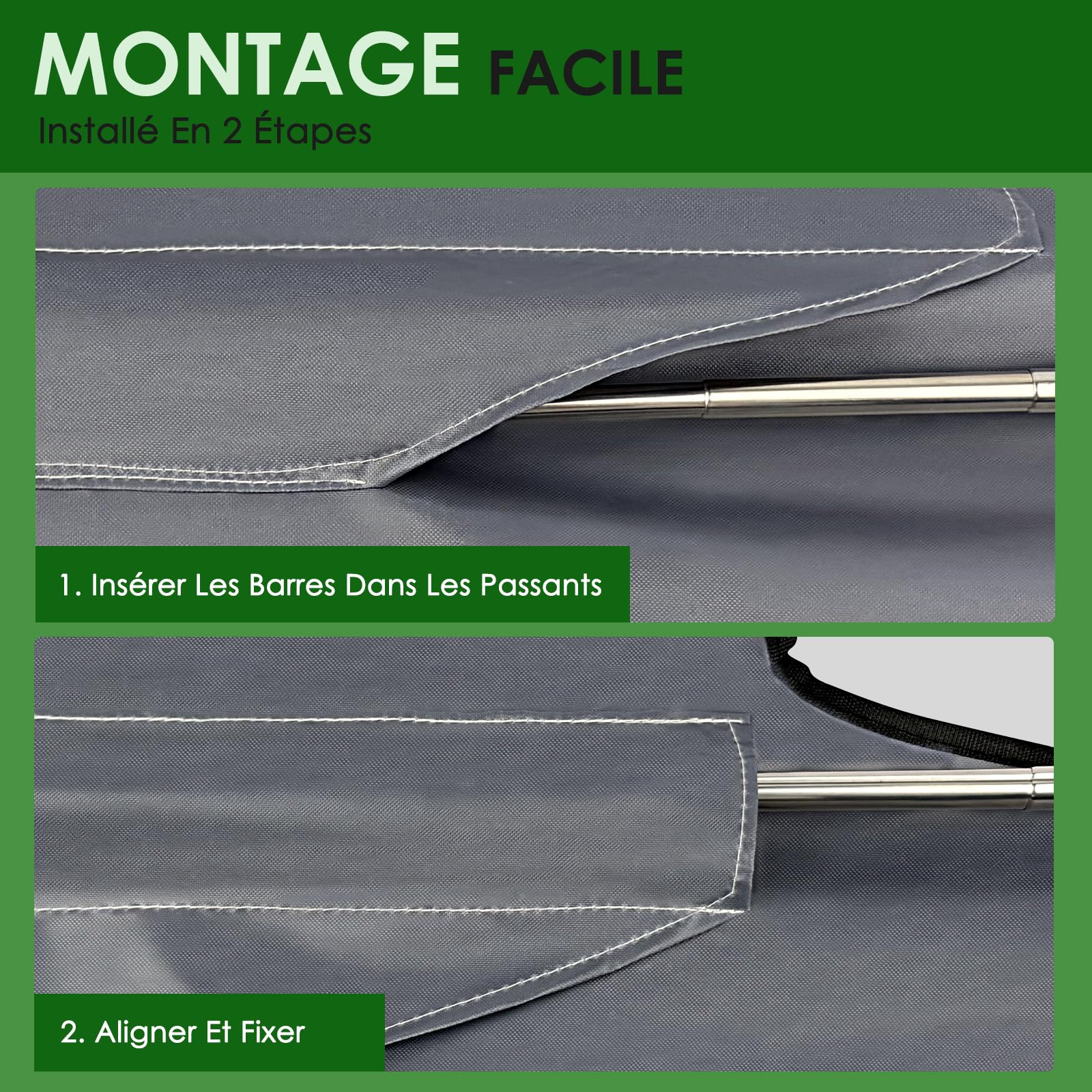 Toit de Balancelle de Jardin Gris Imperméable (200×120cm)
