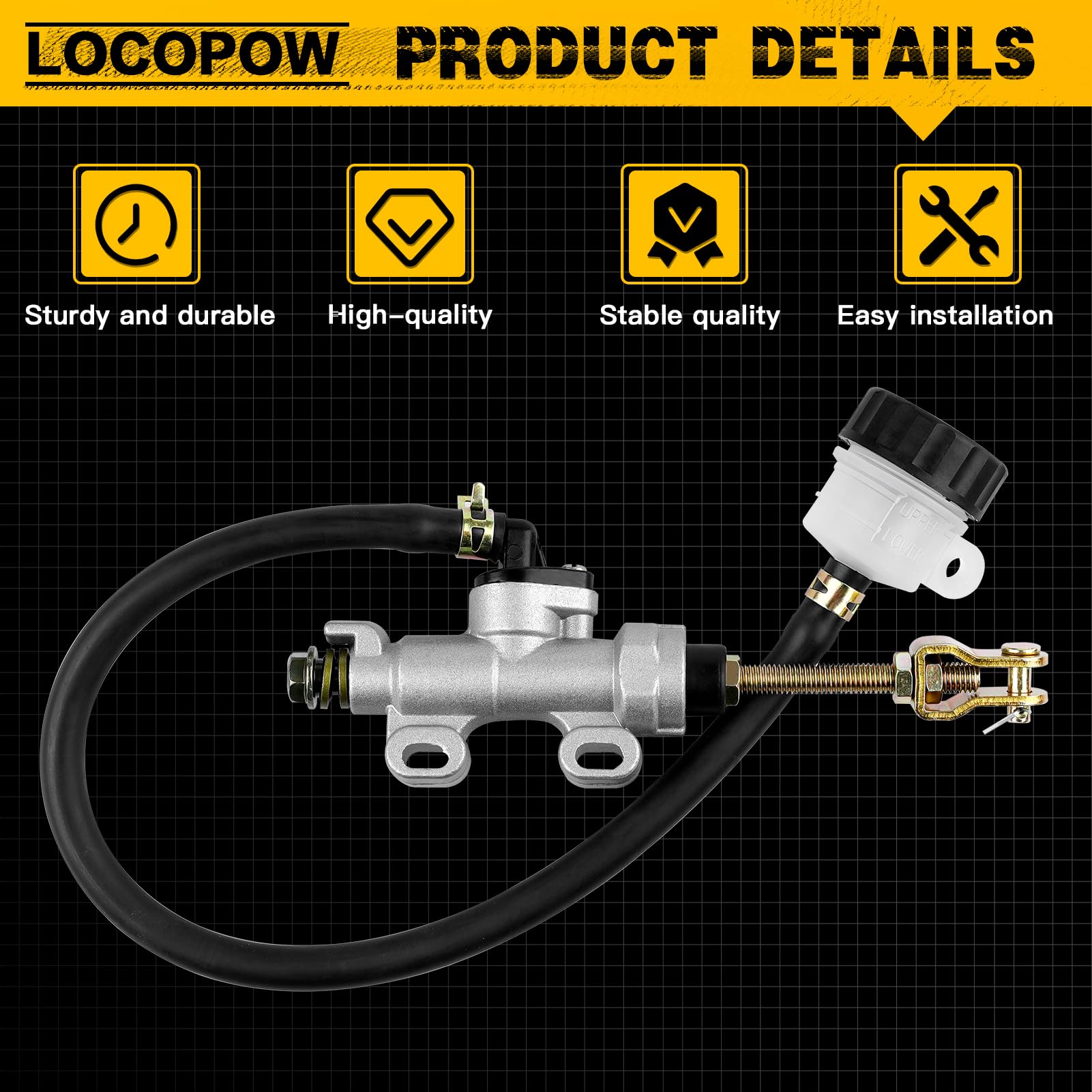 LOCOPOW Pompa universale cilindro principale del freno posteriore per Yamaha Kawasaki Suzuki Honda Arctic Cat, per riparazione e montaggio su Dirt Bike ATV Motorcycles