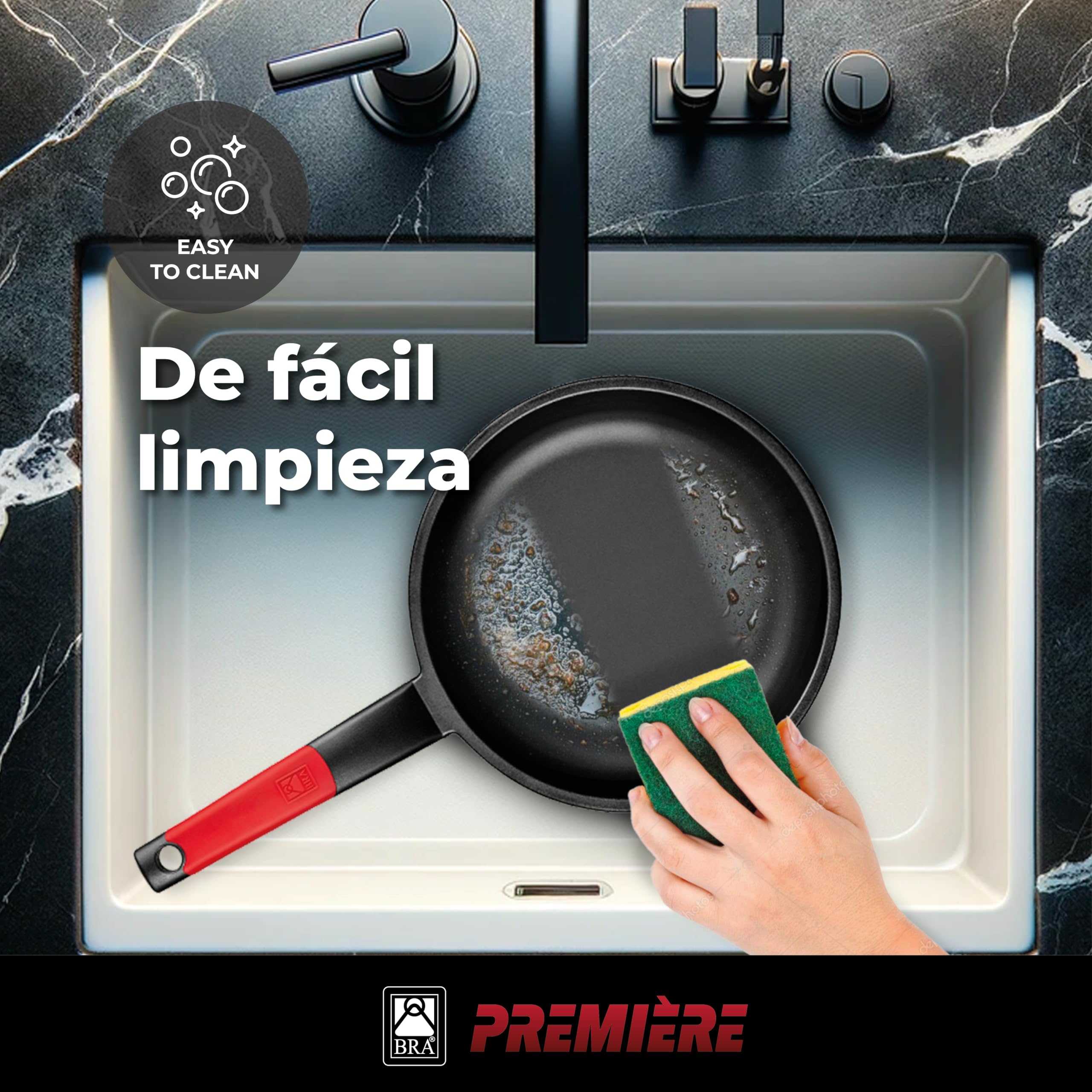 BRA Premiere- Set de 3 sartenes, aluminio fundido antiadherente & Premiere | Sartén 32 cm, Aluminio Fundido, Tricapa con Revestimiento Antiadherente reforzado